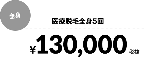 医療脱毛全身5回¥130,000税抜